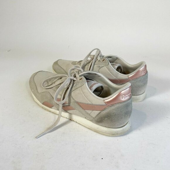 Reebok Womens Classic Nylon Slim Metallic Retro Sneaker Gray Pink 10 Low AQ9832 - Picture 3 of 10